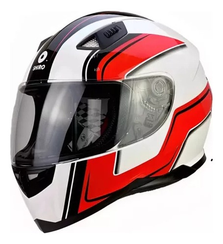 Casco Cerrado Shiro Sh881 Talle M, Blanco Rojo - Lm46 Motos Rojo Falcon M