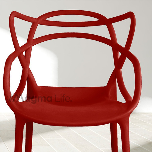 Magma Life Sillas para Comedor Spica: Set de 4 Sillas de Plástico Resistente con Diseño Moderno en el Respaldo. Perfectas para Eventos u Hogar. ¡Estilo y Durabilidad en un Solo Conjunto! (Rojo)