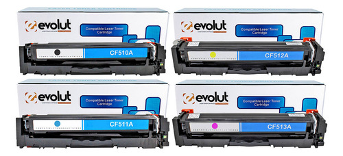 Kit Colorido Toner Evolut Compatível Com 510a 511a 512a 513a Tinta Preto Ciano Amarelo E Magenta