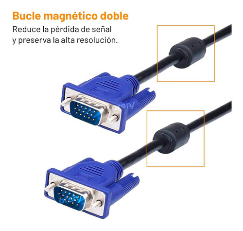 Imagen 2 de 6 de Cable De Monitor Vga A Vga De 3 Metros Para Laptop O Pc
