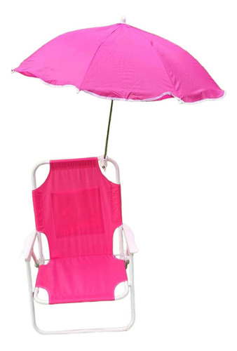 Silla De Exterior Para Niños Con Sombrilla Parasol Rojo