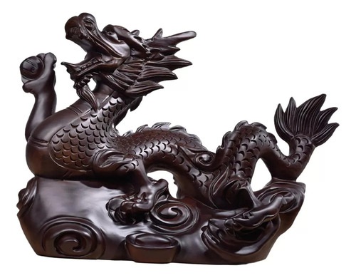 Figura De Dragón De Año Nuevo Chino Tallada En Madera X1