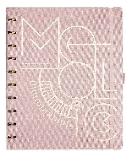 Imagem 1 de 2 de Caderno Sys Flex Coleção Metallic Rosa - Grande - Ótima