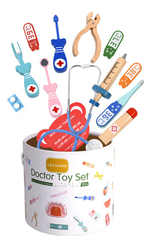 Kit Médico Con Juego De Termómetros De Madera Para Niños Toy