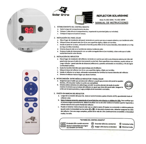 Reflector Solar 78 Led 100w Solarshine Luz Exterior Panel