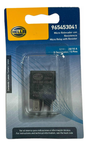 Módulo Micro Relevador C/ Resistencia Hella Relay 12v 20/35a