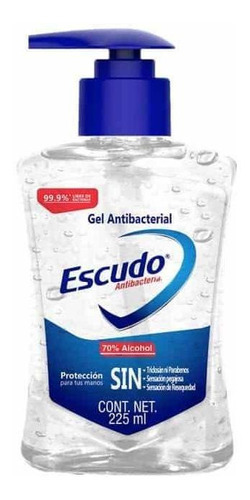 Botella Gel Antibacterial Escudo 225ml 70% Alcohol