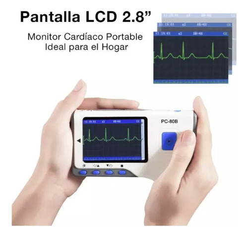 Monitor Ecg Electrocardiograma Digital Portatil Pantalla Lcd