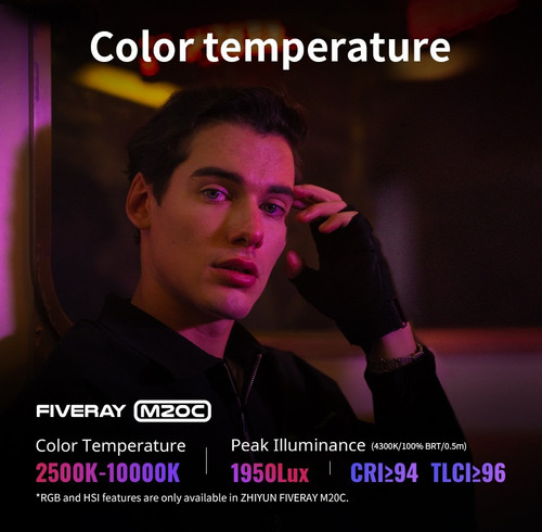 Cámara Portátil Zhiyun Fiveray M20c Combo 20w Rgb Con Luz Le