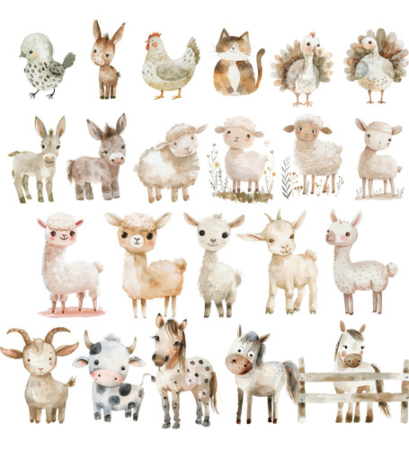 Kit Imagenes Png Clipart Animales De La Granja Acuarela