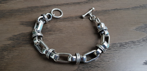 Pulsera Gruesa De Plata Ley .925 Eslabón Largo Para Hombre