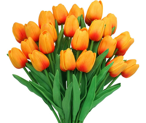 24pcs Flores Artificiales De Tulipán, Tulipanes Artificiales