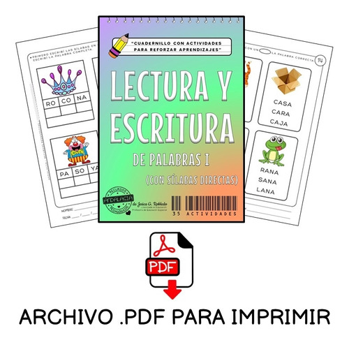 Actividades En Pdf Imprimibles: Lectoescritura De Palabras