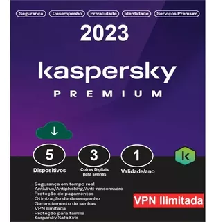 Kaspersky Antivírus Premium 5 Dispositivos 1 Ano