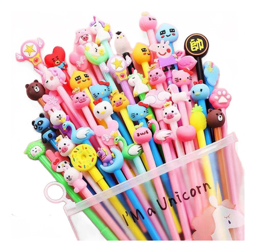 Plumas Kawaii 50pz Boligrafos Decorado Lapicero Kawaii