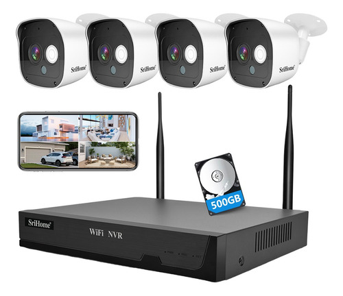 Srihome Kit Camaras De Seguridad  Vigilancia Cctv Nvr 1080p