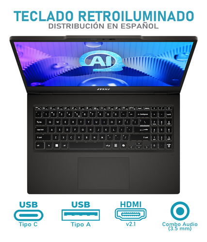Laptop Msi Venture 15 Ai Core Ultra 7 155h 16gb 512gb