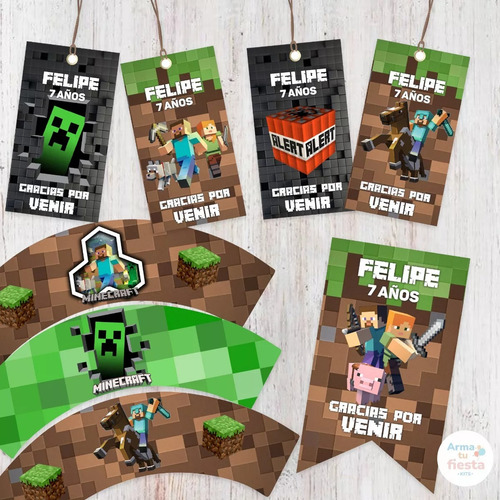 Kit Imprimible Minecraft Personalizado Full+obsequios