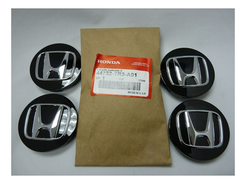 4 Tapa Central Rueda Negra Original Hhonda Cromo  H 