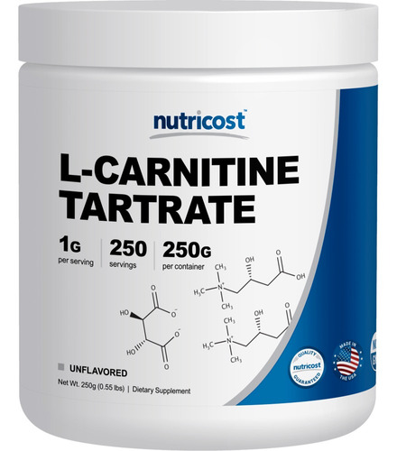 L-carnitina Tartrato En Polvo 250g Nutricost 