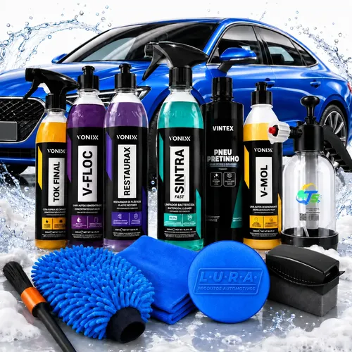 Kit Completo Lavar Carro Rápido Cera Pulverizador 2L Brilho