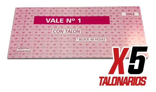 Talonario Nivel 10 Vale Por Con Talon 2002 X 40 Hojas
