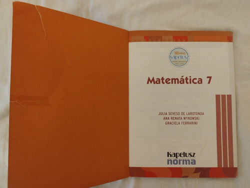Libro Matemática 7 M7 Kapelusz (Usado)