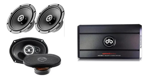Amplificador Db Drive Spro1800.4+ Bocinas Focal 6.5 Y 6x9 Color Negro