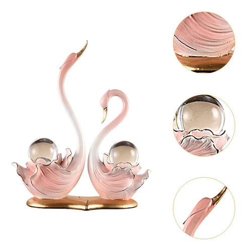 2 Piezas Figuras De Cisne Escultura Manualidades De Rosa