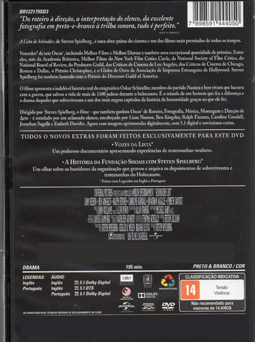 Imagem 2 de 2 de Dvd A Lista De Schindler - Frete Grátis