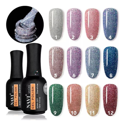 Gel Navi Starshine 15ml Reflectivo Colores Glitter Semi