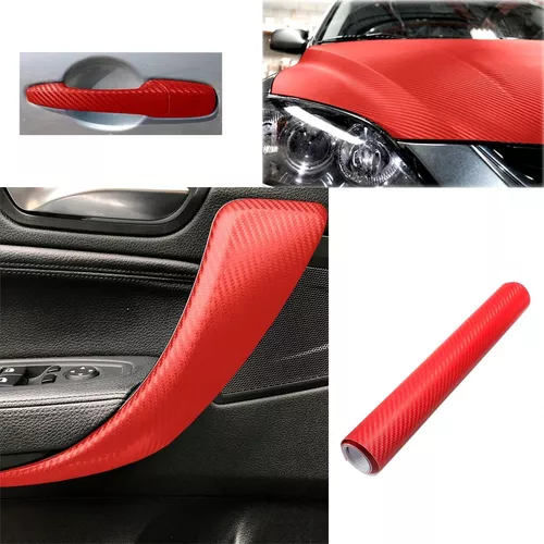 Soleado pueblo botón Vinil Automotriz Fibra Carbono Rojo 30 X 150 Cm Envío Gratis