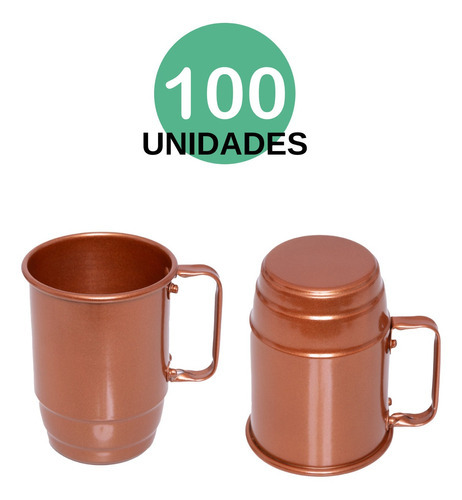 100 Canecas Alumínio Cor Cobre P/ Personalizar 500ml Linda