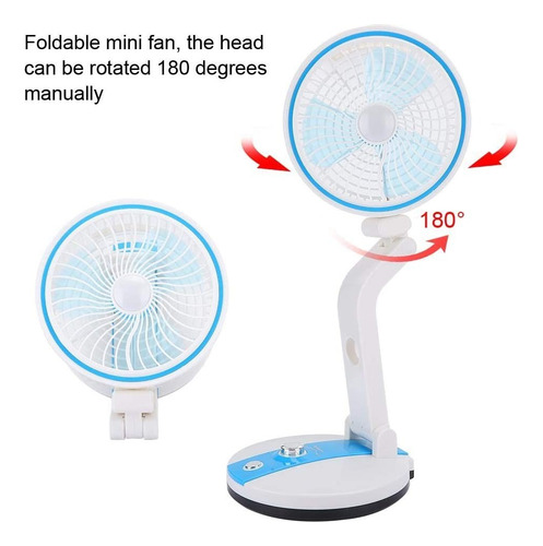 Ventilador Plegable Recargable Con Luz Led De Escritorio