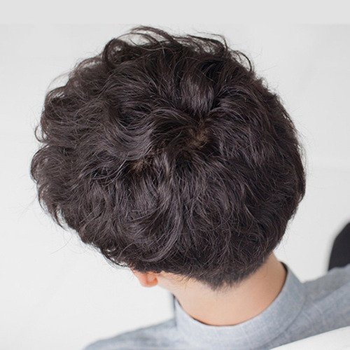 W Peluca Corta Rizada Negra Para Hombre