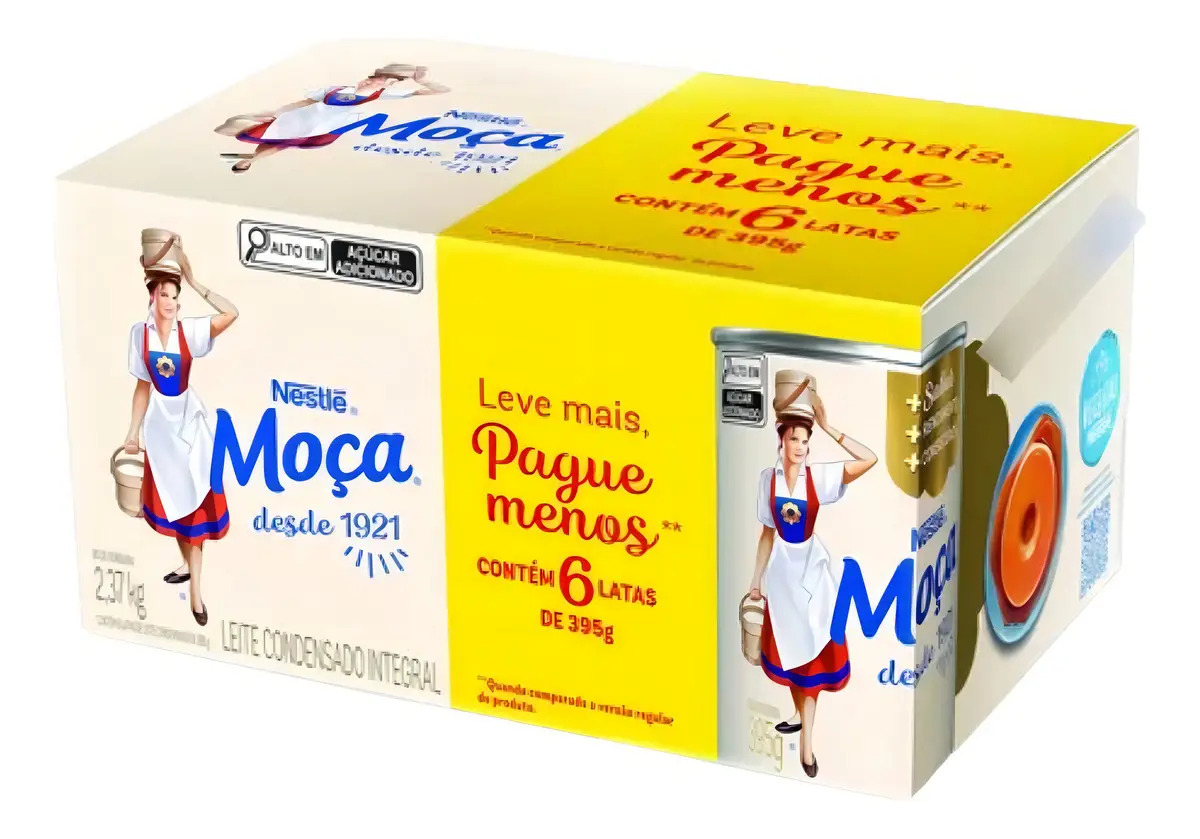 Pack com 6 Latas de Leite Condensado Moça 395g