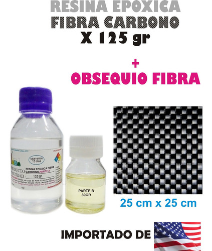 Resina Epoxica Fibra De Carbono 125gr-30gr + Fibra Obsequio 