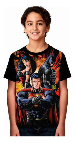 Camiseta Liga De La Justicia Dc Superheroes Niño Exclusiva 