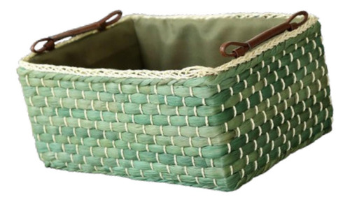 Organizador De Mesa Rectangular Con Asa Y Cesta Tejida Medio