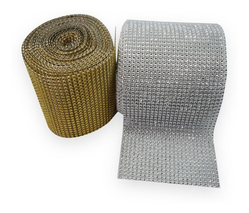 Strass Plastico Dorado/plateado Rollo 9 Mts 