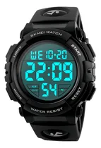 Comprar Reloj de pulsera Skmei Military 1258 con cuerpo negro mineral, para hombre, fondo negro, con correa de caucho negro, bisel de color negro y hebilla simple