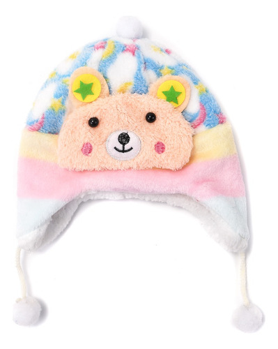 Gorro Abrigo Infantil Coya Con Oso Osito Pompones Peluche 