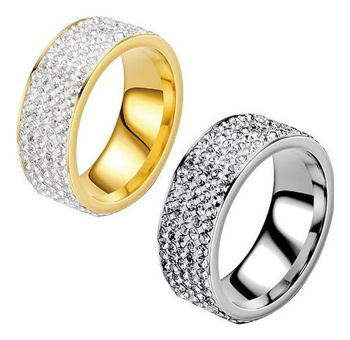 2 Pcs Joyería Moda Con Anillo Diamantes Acero Inoxidable 8mm