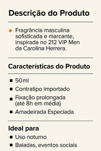 Perfume 212 Vip Men Masculino Tipo Importado 50 Ml Alta Qualidade Para Presente