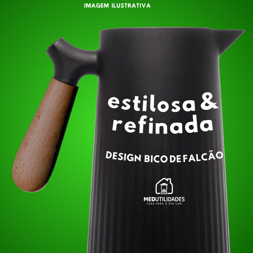Garrafa Térmica 1l Vácuo Café Chá Cabo Imita Madeira 12hrs