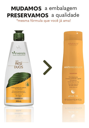 Shampoo Cabelos Anti Resíduo Limpeza Profunda 300ml Arvensis