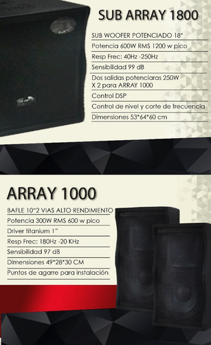 Combo Gbr Array 2 Bafles 10 Sub 18 + 2 Trípodes + Cuotas