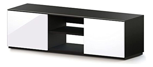 Mueble Para Tv De Madera, Color Negro/blanco, 2 Niveles