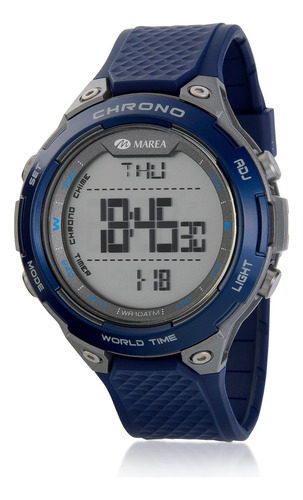 Reloj Digital Marea Watch B44107 Deportivo Sumergible Correa Azul Marino Bisel Azul Marino Fondo Gris