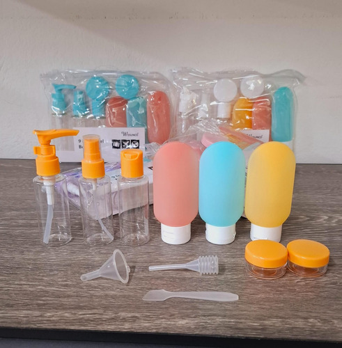 Set De 11pz De Botellas Para Viaje Loción Cremas Dispensador